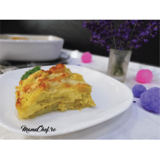 Cartofi cu mozzarela și șuncă la cuptor